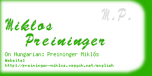 miklos preininger business card